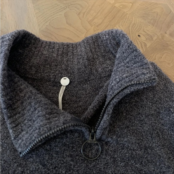 Margaret O’Leary Mock Neck Wool Blend Gray Sweater Top size Large 3/4 Sleeve - Picture 3 of 11